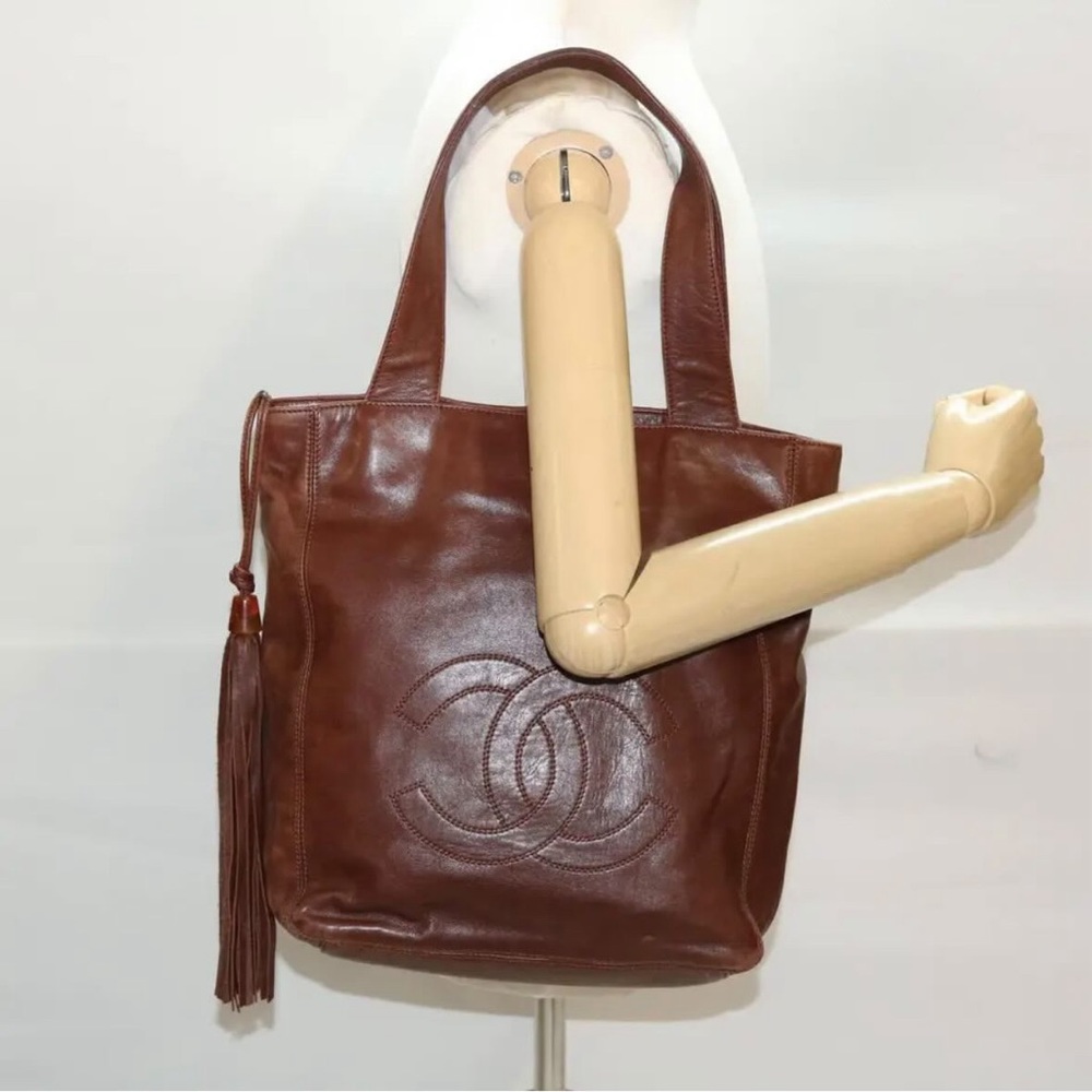 Chanel Tote Bag Leather Brown